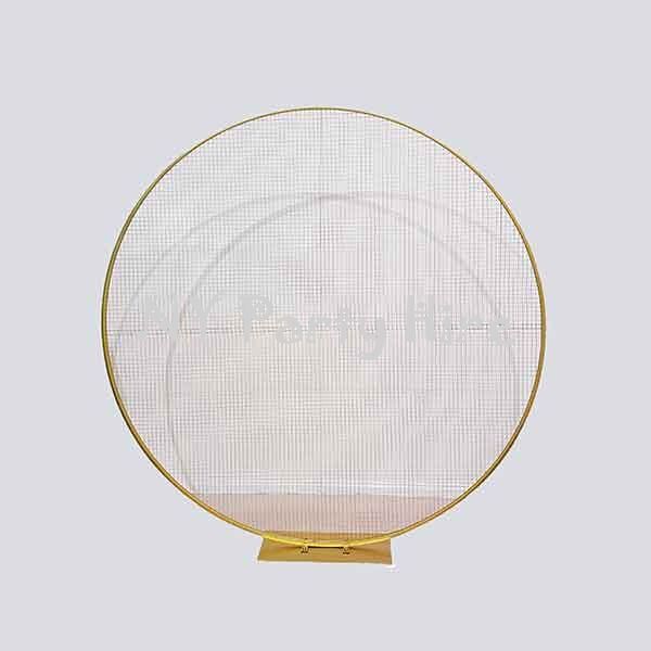 NYPartyHire_Backdrop_GoldMesh_001.jpg Gold Round Backdrop