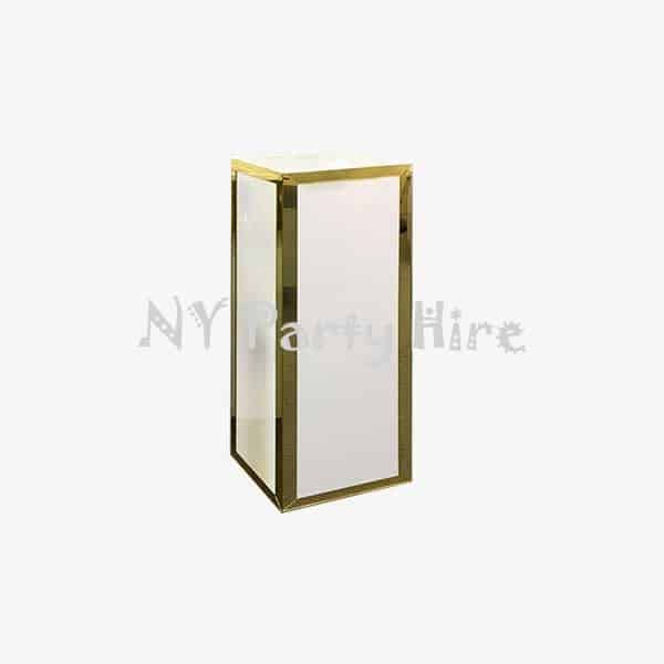 nypartyhire_whiteplinthgoldedge_mediuml_001 Medium White and Gold Plinth / Gold Plinth / White Plinth / Plinth Hire / Cheap Plinths / Party Hire