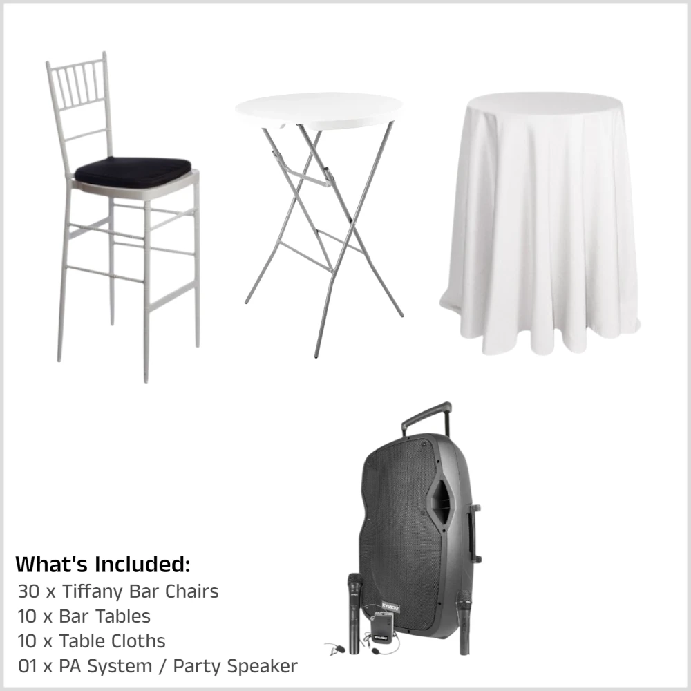 Cocktail Party Package, Bar Table Package, Cocktail Packages for hire